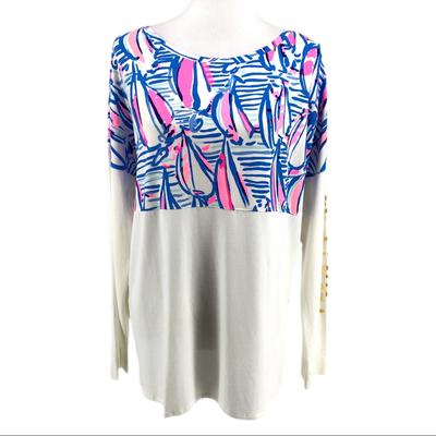 Lilly Pulitzer Tops | Lilly Pulitzer Blue & White Finn Blue Haven Long Sleeve Pullover Popover Top | Color: Blue/White | Size: L