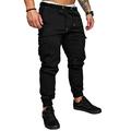 TAO Men's Cargo Trousers Elastic Waist Tracksuit Bottoms Joggers Pants Casual Sweatpants 4XL Black