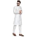 Crocon Men's Kurta Pajama Dupion Silk Indian Party Wear Traditional Dress Silk Ethnic Churidhar for Wedding (Off-White, 2XL-48 Chest Size)