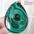 Pendentif en Malachite Naturelle Verte pour Homme et Femme Bijou Rond en Forme de Goutte d'Eau