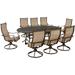 Hanover Manor 9-Piece Outdoor Dining Set with 8 Swivel Rockers and 95-in. x 60-in. Oval Cast-Top Dining Table