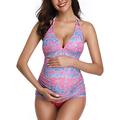 Summer Mae Maternity Swimming Costume Triangle Halter Tankini Pink L