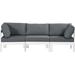 Ebern Designs Mabuchi 90" Wide Outdoor Patio Sofa w/ Cushions Metal in Gray/White | 34 H x 90 W x 30 D in | Wayfair