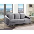 Orren Ellis Velvet Modern Chic Sofa Couch In Gray Linen in Gray/Black | 34 H x 77.5 W x 35 D in | Wayfair D3F6BBBD1DE14C94BF02A7014106F5DE