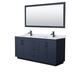 Wyndham Collection Miranda 72 Inch Double Bathroom Vanity In White, White Carrara Marble Countertop, Undermount Square Sinks, Matte Black Trim | Wayfair