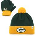 Infant '47 Green/Gold Green Bay Packers Bam Cuffed Knit Hat With Pom and Mittens Set