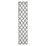 "Leick Home 595900 Keleya Soft Shag Trellis Modern Rug White/Charcoal Living Room Bedroom Area Rug Runner 2'2"" x 10' - Leick Furniture 595900"