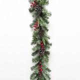 6ft Artificial Mixed Frosted Berry Pine Cone & Pine Christmas Garland - Green Frosted - 72" L x 9" W x 6" DP