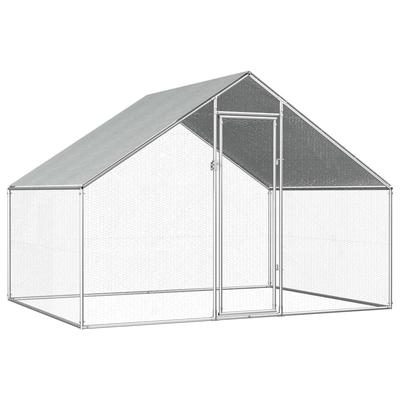 vidaXL Chicken Cage Walk-in Chicken Coop Pen Poultry Cage Galvanized Steel