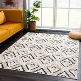 Brown 48 x 0.4 in Area Rug - Corrigan Studio® Angol Jayshree DUN200A Contemporary Geometric Grey Textured Diamond Area Rug | Wayfair