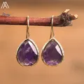 Clsssic-Boucles d'oreilles pendantes en pierre de larimar pour femmes goutte d'eau perles de