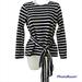 J. Crew Tops | J Crew Womens Crossback Top Long Sleeve Belted Tie Blue White Striped Sz Xs | Color: Blue/White | Size: Xs