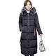 JS One Womens Faux Fur Trim Hood Padded Long Parka Winter Coat - UK Size 8-10 (L) Black