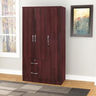 Better Home Products Symphony Wardrobe Armoire Closet with Two Drawers Mahogany - Better Home Products NW337-Mahogany
