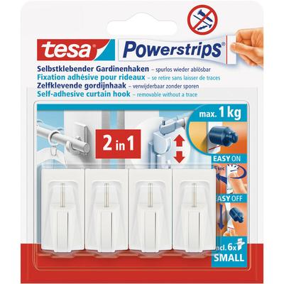 Tesa - Powerstrips Vario-Gardinenhaken / Selbstklebende Gardinenhaken von wieder ablösbar und