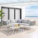 Harmony 6-Piece Sunbrella Basket Weave Outdoor Patio Aluminum Sectional Sofa Set by Modway Metal in Gray/Brown | Wayfair EEI-4927-TAN-GRY-SET