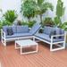 LeisureMod Chelsea Modern White 3 Piece Outdoor Aluminum Sectional