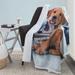 Safdie & Co. Inc. Premium Photoreal Printed Super Soft Lightweight Cozy & Functional Scarf Puppy Throw in Blue/Brown/Gray | 60 H x 48 W in | Wayfair