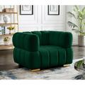 Armchair - Everly Quinn Carlan 46" Wide Tufted Armchair Velvet/Fabric in Green | 29.5 H x 46 W x 35 D in | Wayfair 8A2E0BBE7B2E48529D4FDAA7BEE96FE4