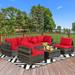 Red Barrel Studio® Feliz 7 Piece Rattan Sectional Sofa Conversation Set w/ Cushions redSynthetic Wicker/All - Weather Wicker/Wicker/Rattan | Outdoor Furniture | Wayfair