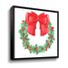 The Holiday Aisle® Wreath w/ Red Cute Bow Christmas Holiday by Irina Sztukowski - Painting on Canvas in Green/Red | 14 H x 14 W x 2 D in | Wayfair