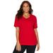 Plus Size Women's Suprema® Crochet V-Neck Tee by Catherines in Classic Red (Size 0XWP)