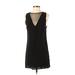 Silence and Noise Casual Dress - Shift Crew Neck Sleeveless: Black Print Dresses - Women's Size Small