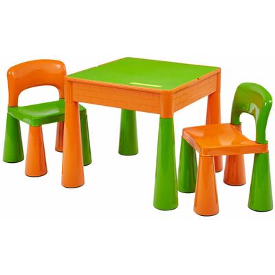 Liberty House Toys - 5-in-1 Activity Play Table and 2 Chairs Set, Sand and Water Play Table, Orange