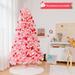 Gymax 4.5/6.5/7.5 FT Artificial Snow Flocked Pink Christmas Tree Unlit - See details