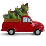 The Holiday Aisle® Red Truck Ceramic Christmas Decor Light Up Christmas Tree Ceramic | 9 H x 11.5 W x 5 D in | Wayfair