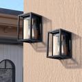 17 Stories Nykisha 9.52" H Outdoor Flush Mount w/ Dusk to Dawn Glass/Metal in Black | 9.52 H x 5.91 W x 5.91 D in | Wayfair