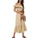 Michael Kors Dresses | Michael Michael Kors Off The Shoulder Ruffled Dress In Khaki | Color: Cream/Tan | Size: M