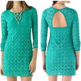 Free People Dresses | Free People Wild Thing Green Open Back Zigzag Tunic Dress - S | Color: Green | Size: S