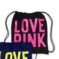 Pink Victoria's Secret Bags | 2012 Vintage Pink Canvas Drawstring Bag Backpack Rare | Color: Black/Pink | Size: Os