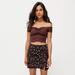 Urban Outfitters Skirts | Daisy Street Kaya Notched Mini Skirt (Black Floral) | Color: Black/Pink | Size: Xs