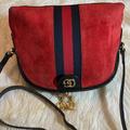 Gucci Bags | Gucci Red Suede Fabric Leather Cross-Bag Sling Bag | Color: Blue/Red | Size: Os