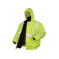 MCR Safety Luminator Reversible Bomber Jacket PU/Cotton PolyANSI Class 3 Attached Hide-Away Hood Fluorescent Lime XL BRCL3LXL