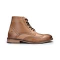 Mens Real Leather Vintage Boots Brogues 1920s Suede Tweed Laced Shoes Smart Formal - Tan 9