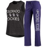 Women's Concepts Sport Purple/Black Colorado Rockies Meter Muscle Tank Top & Pants Sleep Set