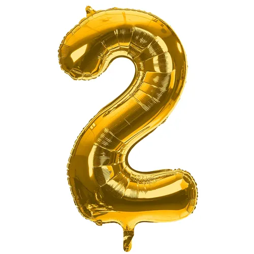 Ballon hélium chiffre ""2"", doré, 86 cm