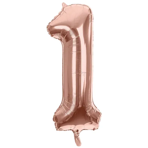 Ballon hélium chiffre ""1"", or rose, 86 cm