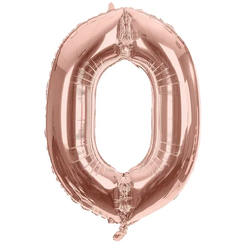 Ballon hélium chiffre ""0"", or rose, 86 cm