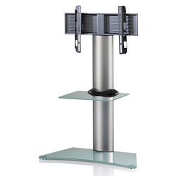 VCM Findal Fernsehtisch mit 1 Glasregal und Glasfuss Silberfarbig, Mattglas. Image