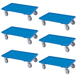 BRB 6 Logistikroller, geschlossenes Deck, 4 Lenkrollen, graue Gummiräder, Trg 250 kg, blau Image