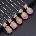 Collier avec pendentif en quartz Rose naturel pour femme bouteille de parfum Agates diffuseur