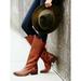 Free People Shoes | Free People Red Brown Braided Leather Distressed Knee High Boots 37 7 Rare | Color: Brown/Red | Size: 7