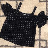 J. Crew Tops | J. Crew - Navy Polka Dot Cold Shoulder Top - Size 6 | Color: Blue/White | Size: 6