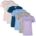 Blu Cherry 3 Pack / 6 Pack Womens Plain Cotton Blank Basic T Shirt Casual Top Assorted Multi Pack (XL, 6 Pack Assorted Multicolor)