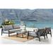 Joss & Main Trosclair 4 Piece Outdoor Seating Set in Aluminum w/ Dark Gray Cushions Metal/Rust - Resistant Metal in Black | Wayfair