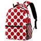 Casual Backpack For Teen Girls Boys, Polka Dots Red White Travel Laptop Bag For Unisex Adults